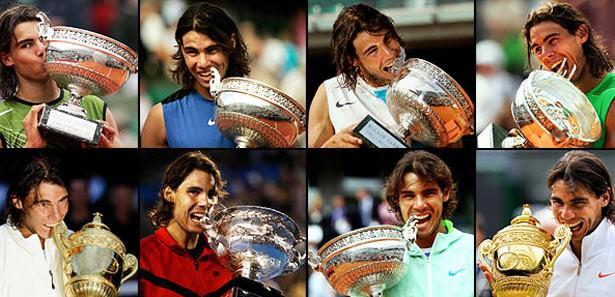 Rafael Nadal: 11 -Avustralya Açık (2009)-Roland Garros (2005, '06, '07 '08, '10, '11, '12)-Wimbledon (2008, '10) -Amerika Açık (2010)