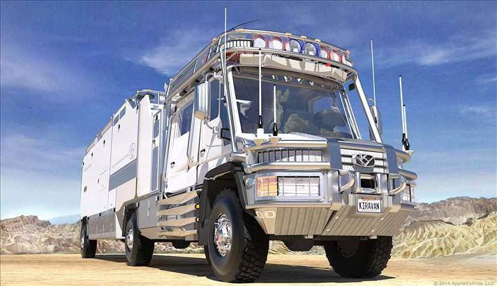 <p>260 beygir gücünde motora ve 8 vitesli bir şanzımana olan sahip canavar karavan, her türlü arazide gidebiliyor ve 45 derecelik rampaları tırmanabiliyor.</p>