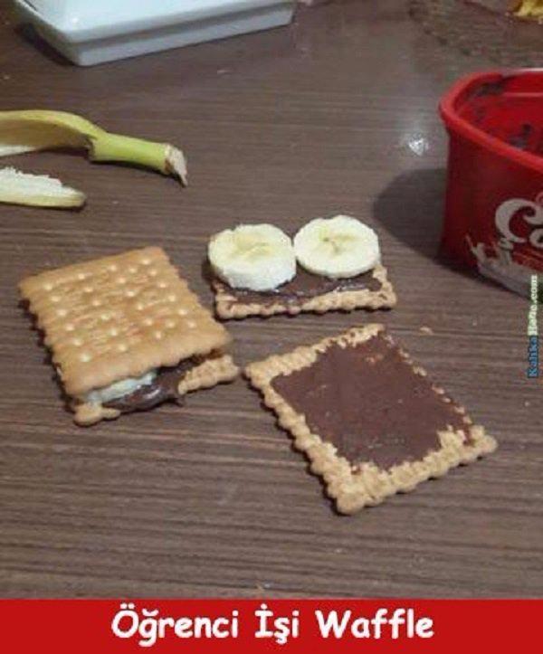 <p>Öğrenci evinde sadece makarna yenir sanıyorsan yanılıyorsun, çok inanırsan waffle bile yapabilirsin</p>
