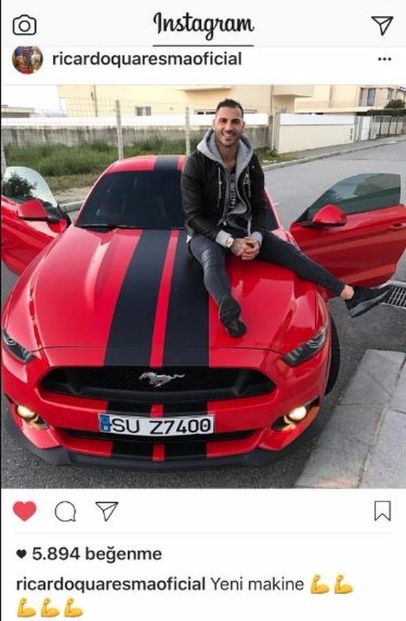 <p>Siyah beyazlı yıldız futbolcu, aldığı aracı Instagram sayfasından 'Benim yeni makine' yazısı ile böyle paylaştı.</p>