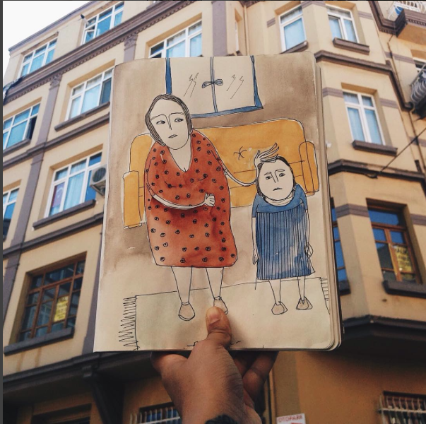 <p>"Bayram boyunca el öpmekten bitkin düşen Nazlı."</p>