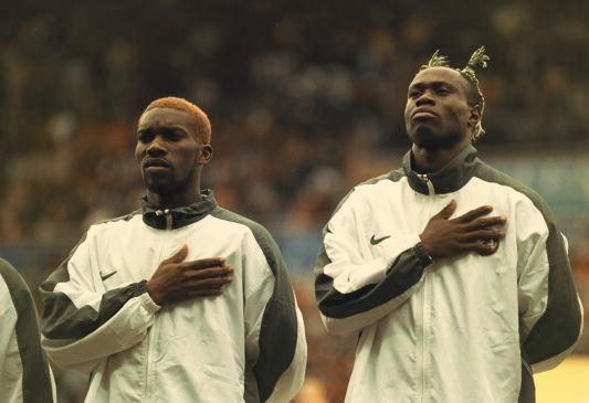 <p>Jay-Jay Okocha & Taribo West (1998)</p>