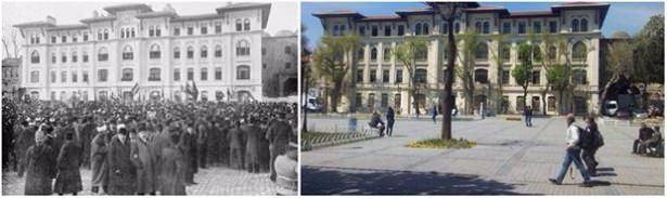 <p>Sultanahmet Meydanı'nda işgali protesto edenler ve günümüzde aynı yer.</p>