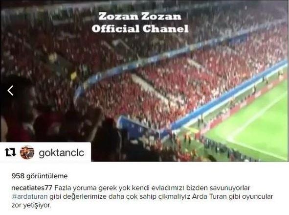 <div>NECATİ ATEŞ - ESKİ GALATASARAYLI FUTBOLCU</div>

<div> </div>

<div>Fazla yoruma gerek yok, kendi evladımızı bizden savunuyorlar @ardaturan gibi değerlerimize daha çok sahip çıkmalıyız Arda Turan gibi oyuncular zor yetişiyor. </div>
