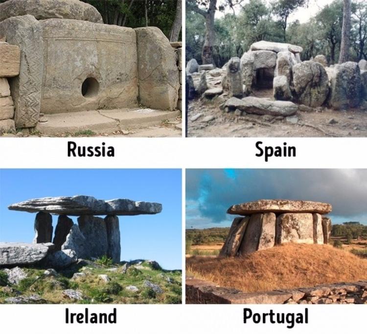 <p>Dolmenler Kore, Çin, Hindistan, İsrail, İskandinavya, Rusya)</p>
<p>Menga Dolmen yani İspanyolca olarak Cueva de Menga 3 bin yıllık megalitik mezar höyüğüdür. Bir çeşit '' masa '' oluşturan devasa antik taş plakalar, gezegenimizdeki çok farklı yerlerde bulunur. Arkeologlar onları eski papazların mezarları olarak görürler. Arkeologlar tarafından 19. yüzyılda açılıp incelendiğinde içerisinde yüzlerce insan iskeletine rastlanmış.</p>