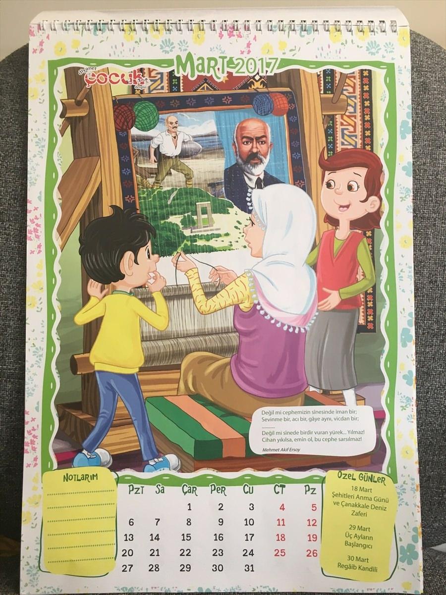 <p><strong>Çocuk takviminde de 15 Temmuz teması işlendi</strong></p>
<p>Öte yandan, Diyanet Çocuk dergisinin okurlarına hediye edilen çocuk takviminin yedinci ayında da 15 Temmuz teması yer aldı.</p>