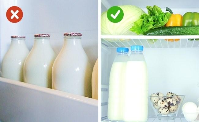 <p><strong>Sütü buzdolabının kapağında tutmayın</strong></p>
<p>Buzdolabı kapağı süt saklamak için mükemmel bir yer gibi görünüyor, ancak aslında biraz daha yüksek bir sıcaklığa sahip. Ayrıca, kapının açılması, sıcaklık sıçramalarına yol açarak sütte raf ömrünü kısaltır.</p>
<p> </p>