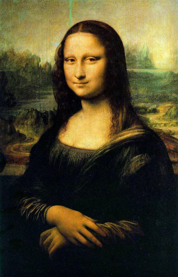 <p><strong>Leonardo da Vinci - Gioconda/ Mona Lisa (1505) - Louvre, Paris</strong></p>

<p>Tabloda oturmuş bir bayan resmedilmiştir, bayanın yüzünün kime ait olduğu hala gizemini korumaktadır.Yüz ifadesindeki belirsizlik, kompozisyonundaki anıtsallık, atmosferdeki ilginçlikler, tablo hakkındaki çalışmaları devam ettirmektedir.Paris'te Louvre müzesinde sergilenmektedir.</p>
