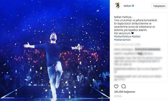 <p>Tarkan'ın konser de çekilen fotoğrafı 185.499 beğeni aldı.</p>
