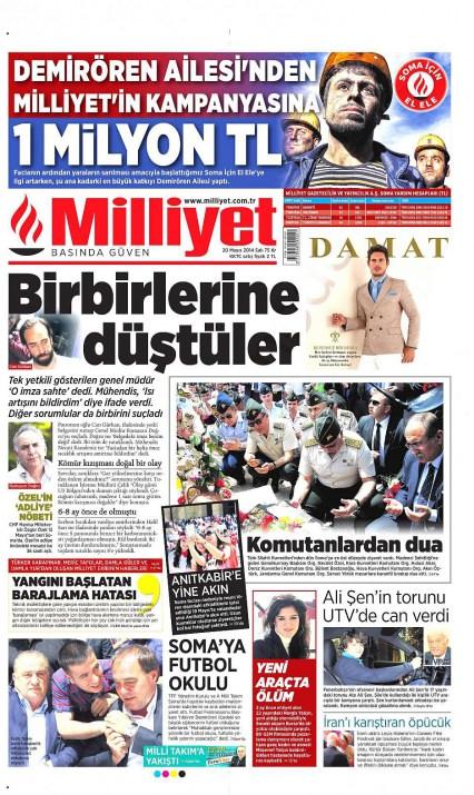 <p>Başbakan Erdoğan'ın dün Yılmaz Özdil ve Yazgülü Aldoğan'a söylediği sözler ile Ali Şeni'in torun acısı gazetelerin ilk sayfalarında yer aldı.</p>