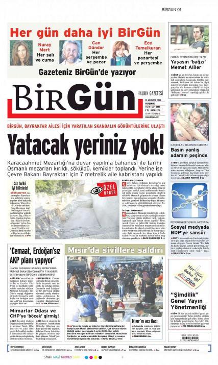 <p>Ece Temelkuran'ın yeni Genel Yayın Yönetmeni olduğu Birgün gazetesi ise katliamı <strong>anasayfada küçük görmeyi tercih etti</strong>. Ölü sayısını vermeden sadece <strong>Mısır'da 'sivillere saldırı yapıldı' başlığıyla </strong>haberi gören Birgün, okuyucularını hayal kırıklığına uğrattı.</p>