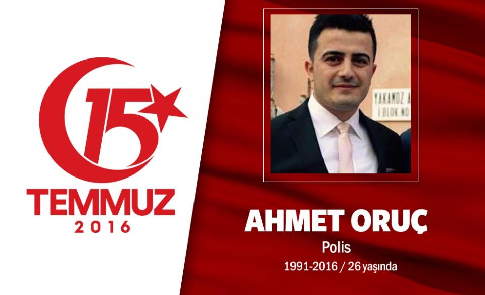 <p>Doğumları bir, şehit olmaları bir oldu. Adanalı ikiz kardeş Ahmet ve Mehmet Oruç, Adana'da Çevik Kuvvet Şube Müdürlüğü’nde görev yapıyorlardı. 6 ay arayla evlendiler, Ahmet Oruç’un eşi 7 aylık hamileydi. Helikopter pilotu eğitimi almak için Ankara’ya geldiler. 15 Temmuz gecesi Gölbaşı Özel Harekat Daire Başkanlğı’ndaydılar. Hain darbeciler, ele geçirdikleri savaş uçaklarıyla Gölbaşı Özel Harekat Daire Başkanlığı’na bomba yağdırdılar. </p>

<p> </p>
