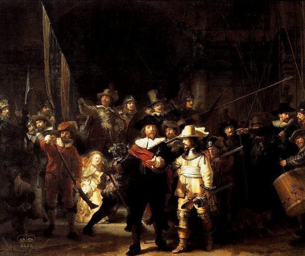 <p><strong>Rembrandt - Militia Company (1642) - Stedelijk Museum, Amsterdam</strong></p>

<p>Eserde Yüzbaşı Frans Banning Cocq(siyah elbiseli) ve askerlerinin ilerlemesi resmedilmiştir.Ressamın en bilinen resmidir.Amsterdam'da Stedelijk Museum'da sergilenmektedir.</p>
