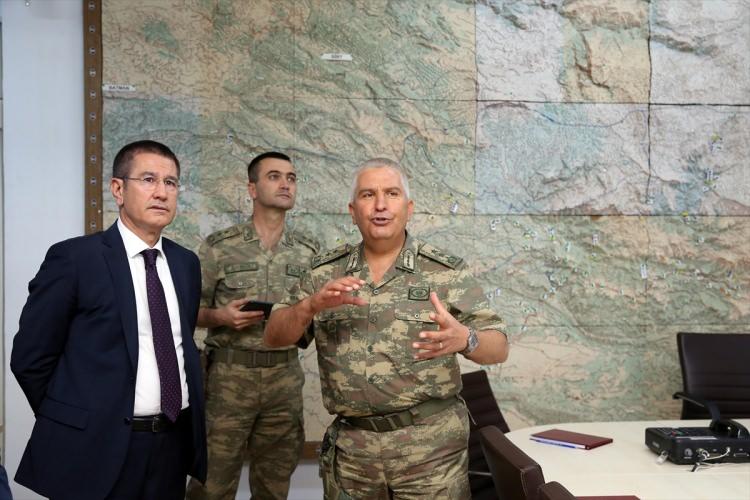 <p>Milli Savunma Bakanı Nurettin Canikli, Şırnak'ta arife günü 23. Jandarma Sınır Tümen Komutanlığını ziyaret etti. Canikli, 23. Jandarma Sınır Tümen Komutanı Tümgeneral Veli Tarakcı'dan bilgi aldı.</p>
<p> </p>