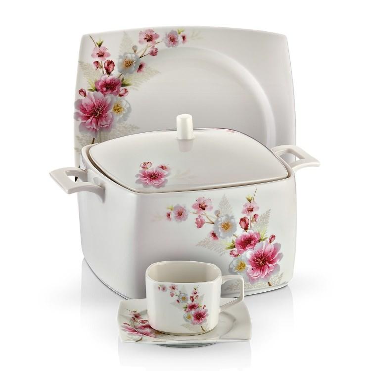 <p>12 Adet Servis Tabağı 27 Cm<br />
12 Adet Yemek Tabağı 23 Cm<br />
12 Adet Pasta Tabağı 21 Cm<br />
12 Adet Çorba Kasesi 13 Cm<br />
6 Adet Kahve Fincanı 115 Cc<br />
6 Adet Kahve Fincan Tabağı<br />
6 Adet Çay Fincanı 220 Cc<br />
6 Adet Çay Fincan Tabağı<br />
2 Adet Kayık Tabak 23 Cm<br />
1 Adet Kayık Tabak 33 Cm<br />
1 Adet Sosluk 340 Cc<br />
1 Adet Sosluk Tabağı 20,5 Cm<br />
1+1 Adet Çorbalık <br />
2 Adet Biberlik<br />
2 Adet Tuzluk<br />
2 Adet Kürdanlık</p>