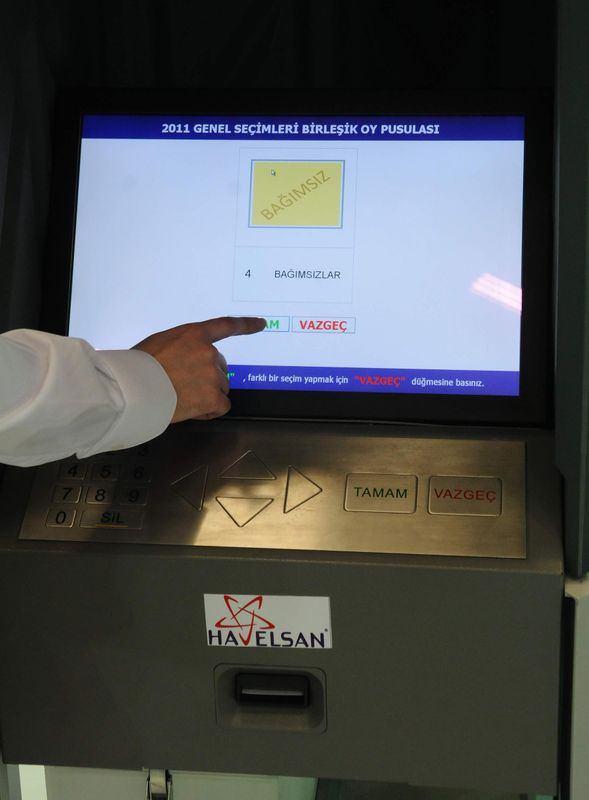 <div>HAVELSAN Seçim Sistemleri Proje Yöneticisi İsmail Göktaş, Türkiye'de 5-10 yıl sonra yapılacak seçimlerde oyların e-sandık sistemiyle kullanılacağını belirterek, "Bu sistem ile hem geçersiz oyları engellemeyi hem de 5-10 dakika içinde Türkiye genelindeki tüm sandıkların sayılabileceğini iddia ediyoruz" dedi. </div>

<div> </div>
