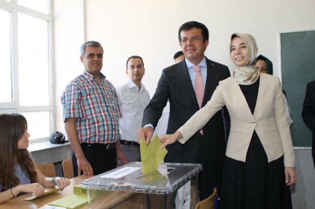<p><strong>BAKAN ZEYBEKÇİ EŞİYLE GELDİ</strong><br />
<br />
Ekonomi Bakanı Nihat Zeybekci, Cumhurbaşkanlığı seçimleri için oyunu memleketi Denizli’de eşiyle birlikte kullandı. Bakan Zeybekci, ‘’Seçimlerin ardından siyasetle birlikte ekonomimizin de rahatlayacağını düşünüyorum. Bu seçimler yeni bir Türkiye’nin başlangıcı olacaktır’’dedi.</p>
