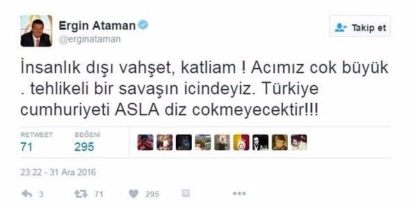 <p>Ergin Ataman: "İnsanlık dışı vahşet, katliam! Acımız çok büyük. Tehlikeli bir savaşın içindeyiz. Türkiye Cumhuriyeti ASLA diz çökmeyecek!"</p>
