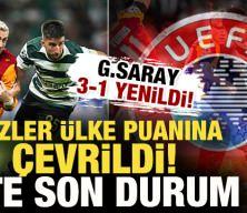 Galatasaray 3-1 mağlup oldu, g&ouml;zler UEFA &uuml;lke puanına &ccedil;evrildi! İşte son durum