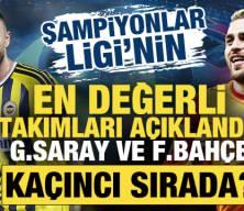 Şampiyonlar Ligi'nin en değerli takımları a&ccedil;ıklandı! G.Saray ve F.Bah&ccedil;e ka&ccedil;ıncı sırada?