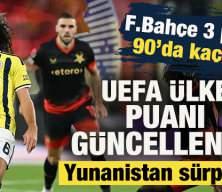 Fenerbah&ccedil;e 3 puanı 90'da ka&ccedil;ırdı! UEFA &uuml;lke puanına etkisi nasıl oldu? İşte g&uuml;ncel sıralama