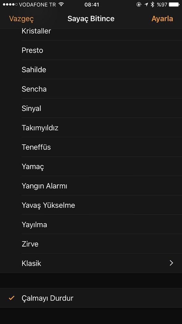 <p>Bu özelliği eminiz pek çoğunuz bilmiyor. Saat özelliğine girin; ardından Sayaç Bitince kısmına girerek Çalmayı DurDur seçeneğini seçin.</p>

<p> </p>
