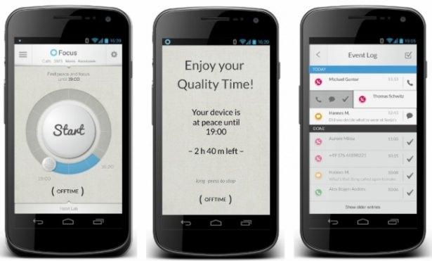 <p><strong>Offtime</strong><br />
<br />
Telefonunuzu ciddi anlamda ne sıklıkla kullanıyorsunuz? Bu süreyi azaltmayı denediniz mi? Offtime uygulaması bu iki soruya cevap vermek için tasarlanmış. Akıllı telefonunuzu çalıştırdığınız ve aktif olarak kullandığınız zamanlarda uygulama devreye girerek ne kadar zaman harcandığınızı ve hangi uygulamaları kullandığınızı kaydediyor. Offtime bu verileri kullanarak telefon kullanımınızın verimliliğini ölçüyor ve telefon başında harcadığınız süreyi kısmanız için size tavsiyelerde bulunuyor. Ayrıca Offtime’ı kullanarak bağlantıları kesebilir, aramaları engelleyebilir ve hatta isterseniz belli uygulamalara erişimi dahi engelleyebilirsiniz.</p>

