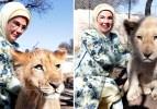Emine Erdoğan, yavru aslanları sevdi