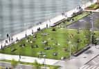 New York Domino Park'taki sosyal mesafe çemberleri