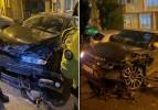 Ümraniye'de freni tutmayan otomobil park halindeki araçlara çarptı