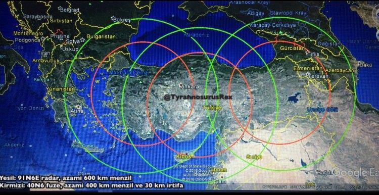 <p>S-400'ün radar ve irtifa menzili</p>
