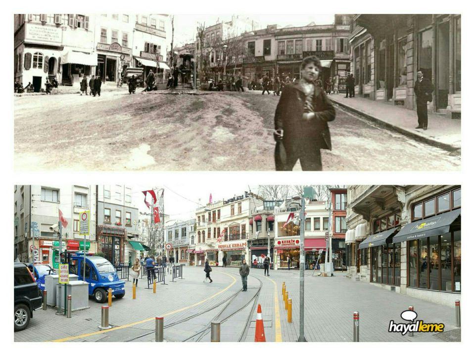 <p>116 yıl önce ve günümüzde Tünel panoraması.</p>
