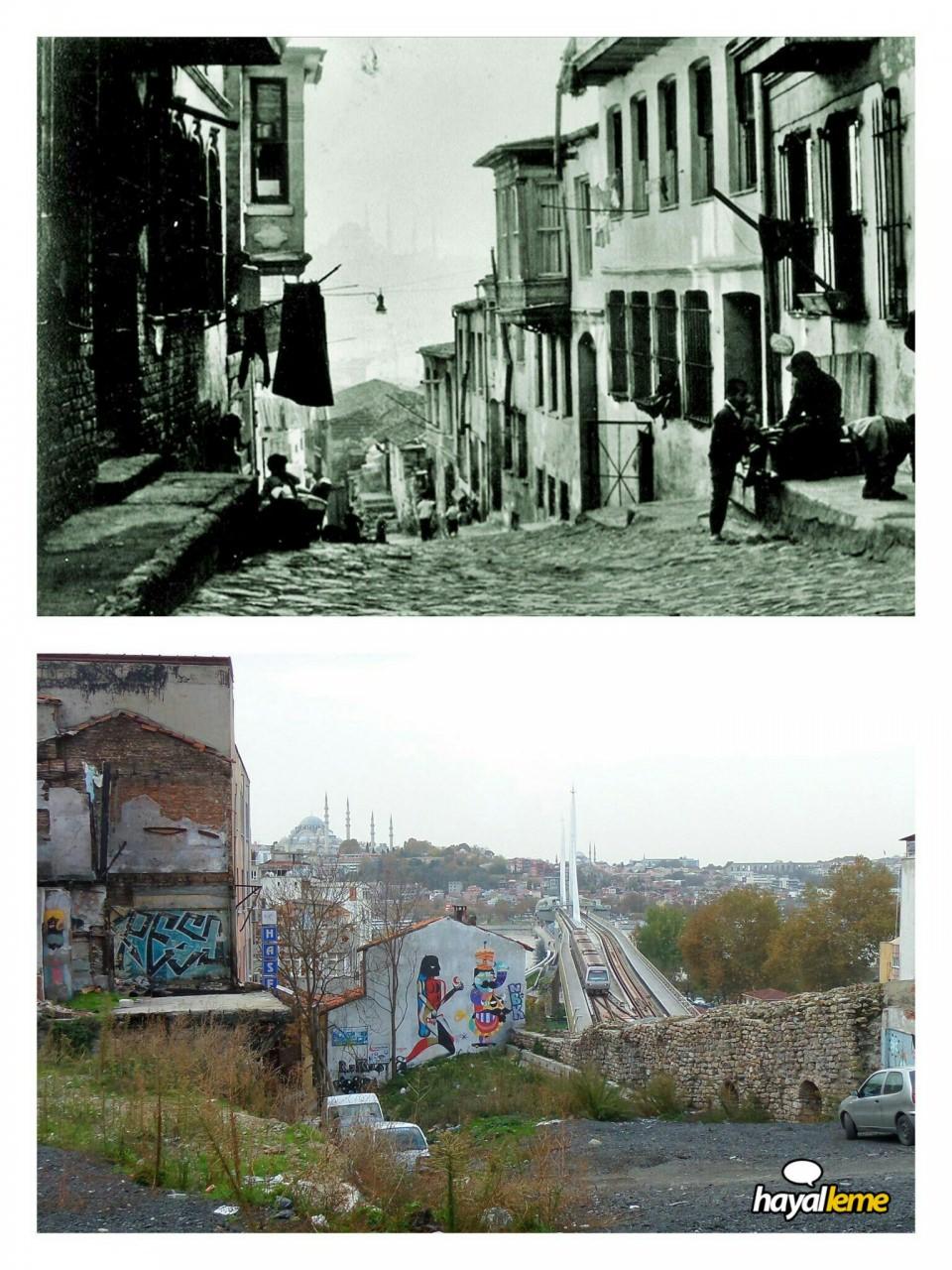 <p>1930'lu yıllar ve günümüzde Şişhane.</p>