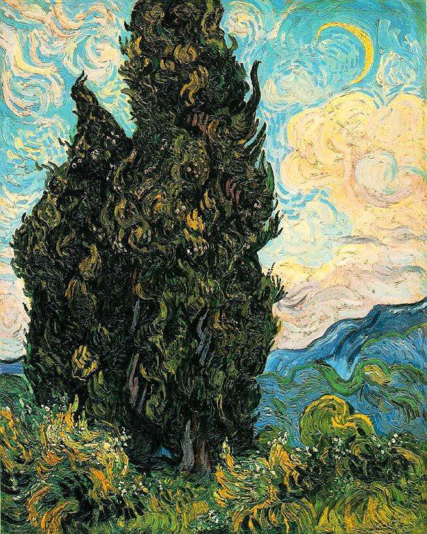 <p><strong>Van Gogh - Cypresses (1889) - Metropolitan Museum of Art, New York</strong></p>

<p>Eser Vincent Van Gogh'un 7 Selvi tablosundan biridir.Eserde vurgu sol taraftaki iki selvidedir.Eser New York'da Metropolitan Museum of Art'ta sergilenmektedir.</p>
