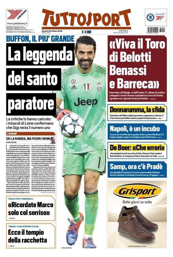 <p>TUTTOSPORT: 'NAPOLI'DE KABUS'<br />
<br />
Bir diğer spor gazetesi Tuttosport da "Napoli’de kabus" başlığıyla maç haberini duyurdu.</p>