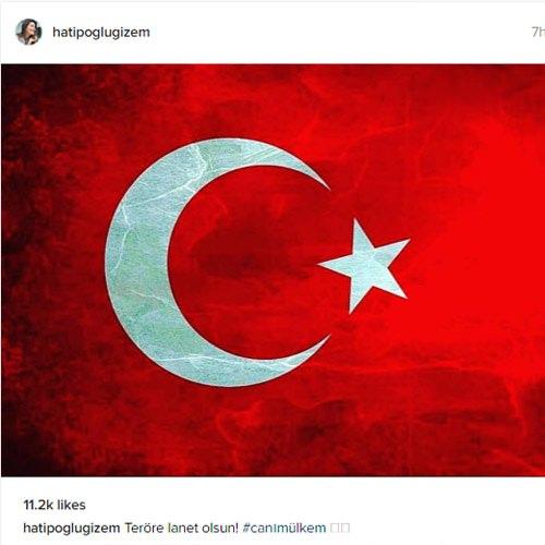 <p><strong>Gizem Hatipoğlu:</strong> Teröre lanet olsun! #canımülkem.</p>