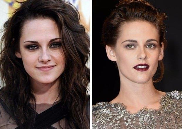 <p>Kristen Stewart</p>

<p>Kristen Stewart, zaman zaman değişen imajıyla hayranlarını üzse de makyaj stilindeki ve saçındaki yenilik hep takip edildi. Son olarak saçlarını kısa kestiren ve sarıya boyatan 26 yaşındaki ABD'li oyuncu, koyu saçlarıyla daha çok beğeniliyordu. </p>
