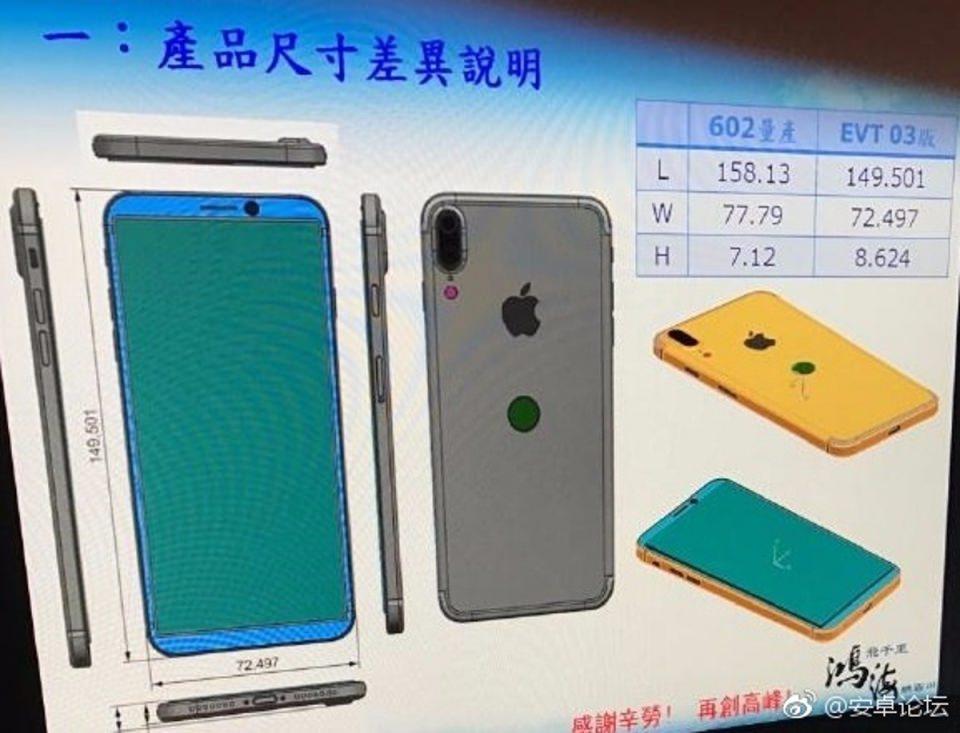 <p>Weibo platformundaki KK tarafından sızdırılan şemada ise daha farklı, 137.54mm uzunluğunda ve 67.54mm genişliğinde iPhone 7 benzeri bir tasarım görüyoruz. Kalınlık ise belli değil.</p>

<p> </p>
