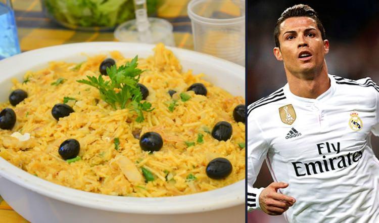 <p>Cristiano Ronaldo - Bacalhau a Bras<br />
<br />
Real Madrid'in yıldızı Cristiano Ronaldo ise Portekiz'in geleneksel yemeklerinden biri olan 'Bacalhau a Bras' olmadan neredeyse masaya oturmuyor.<br />
<br />
Türkiye'de 'Yumpat' olarak bilinen bir tür patatesli yumurta olan yemeğin içine bolca siyah zeytin de konuluyor.</p>
