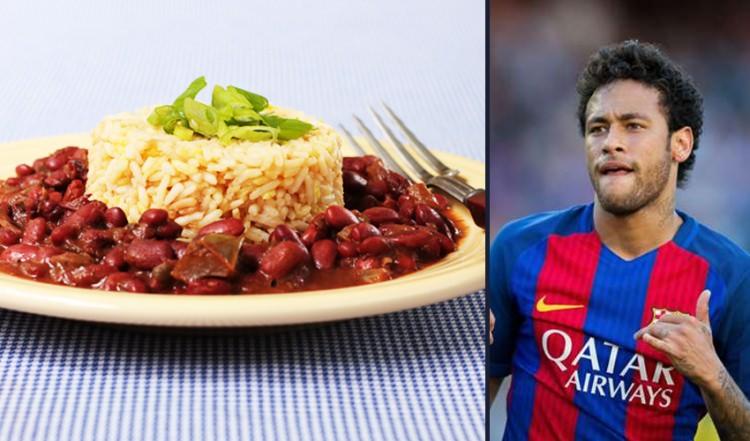 <p>Neymar - Fasulye ve pilav<br />
<br />
Barcelona'nın Brezilyalı yıldızı Neymar da sambacıların geleneksel yemeklerinden olan siyah fasulyeyi ve pirinci çok seviyor.</p>