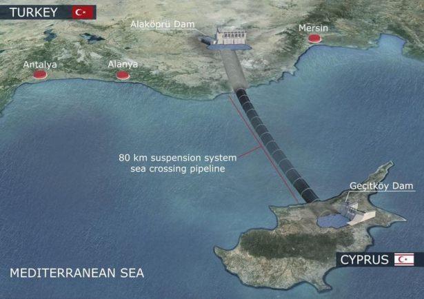 <p> Mersin'deki Alaköprü Barajı'nda tutulan suyu Kuzey Kıbrıs Türk Cumhuriyeti'ne (KKTC) Geçitköy Barajına ulaştıracak, "Asrın Projesi" olarak nitelendirilen "Türkiye'den KKTC'ye Su Temin Projesi", bugün Cumhurbaşkanı Recep Tayyip Erdoğan'ın açılışını yapacağı törenle faaliyete geçecek. </p>