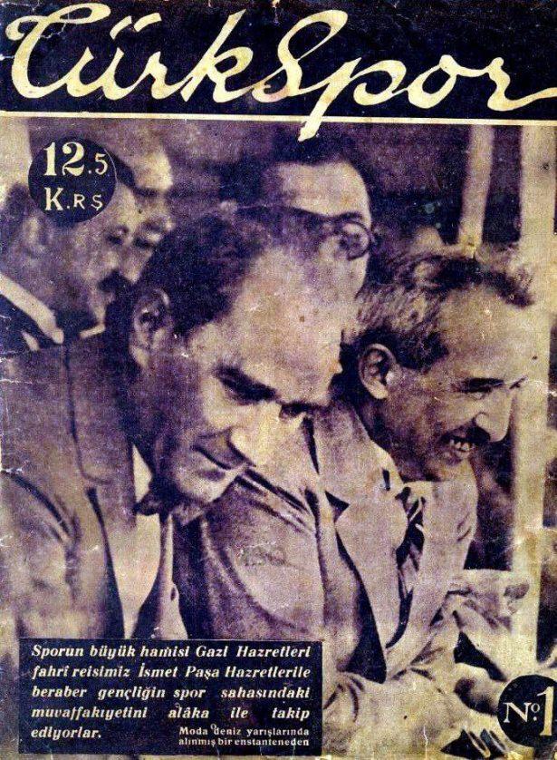 <p><strong>1929-Türkspor Dergisi</strong></p>

<p>Türkspor Dergisi'nin 1.sayısı. Cumhurbaşkanı Mustafa Kemal Paşa ve Başbakan İsmet Paşa bir aradalar.</p>
