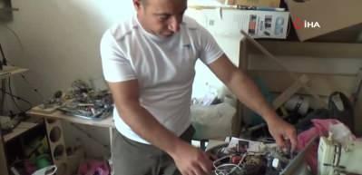 İlkokul mezunu, &ccedil;ocukluk hayali olan u&ccedil;an araba yaptı