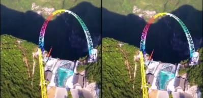 Çin'de bulunan dünyanın en büyük salıncağı izlerken bile nefes kesiyor!