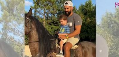 Burak &Ouml;z&ccedil;ivit'e oğlu Karan'dan at binme taktikleri