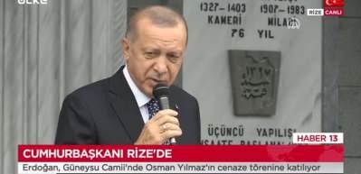 Cumhurbaşkanı Erdoğan, Osman Yılmaz'ın cenaze namazına katıldı