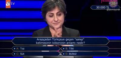 Kim Milyoner Olmak İster'de şaşkına &ccedil;eviren salep sorusu