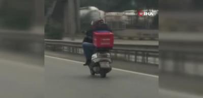 Motokurye pes dedirtti! tehlikeli yolculuk kamerada