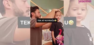 Anıl Altan kızının sa&ccedil;ını yaptı, kızı ağlamaya başladı