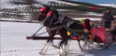 Atlı kızaklarla drift keyfi, eğlendirdi